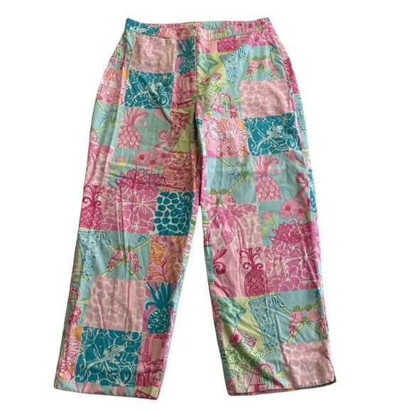 LILLY‎ PULITZER WHITE LABEL VINTAGE CAPRIS PANTS, HYACINTH TROPICAL PRINT SZ 6 - Picture 1 of 10